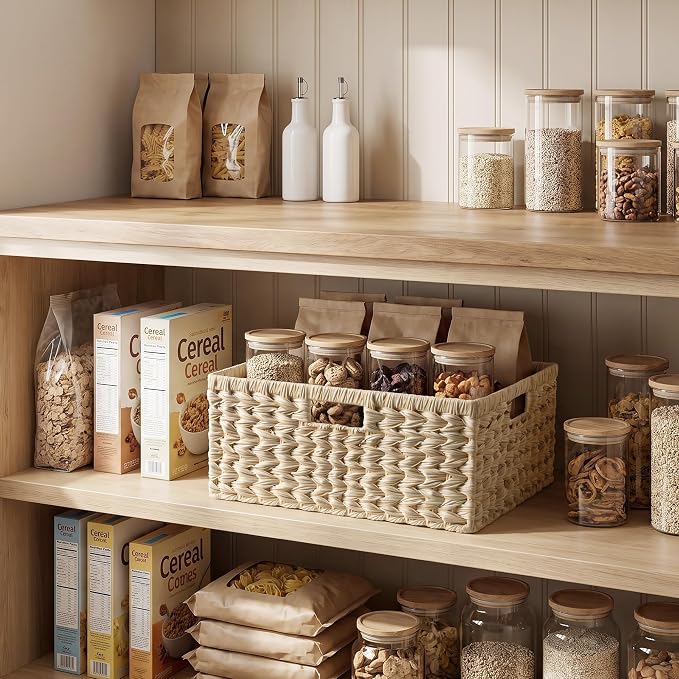 GRANNY SAYS Wicker Baskets for Organizing, Wicker Storage Baskets, 1-Pack | Plastic Waterproof Wicker Storage Baskets for Shelves, Woven Baskets for Storage, Shelf Baskets, Woven Baskets with Handles - Image 4