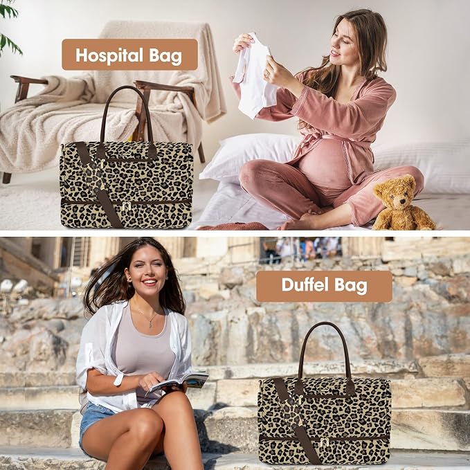 Travel Weekender Bags for Women: Duffle Bag with Shoe Compartment Carry On | 40L Capacity for 5 Day Trip Waterproof Durable Toiletry Bag Wet Pocket for Damp Items Suitable for Weekend Trips Hospital - Image 9