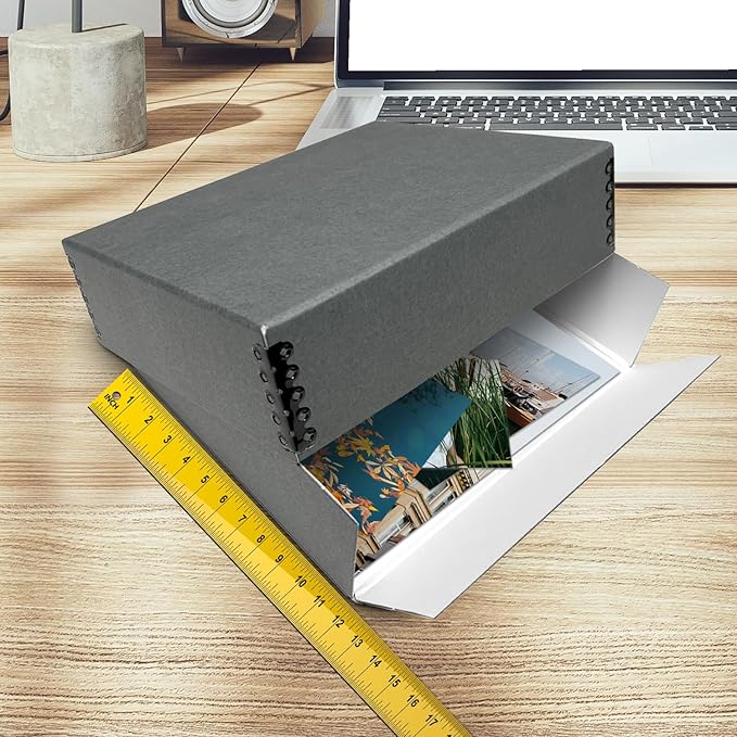 Golden State Art, Drop Front Archival Storage Box, Gray, 11.75x15.25x3 Inch | Acid-Free Museum Box with Metal Edge Corner, for Storing Artwork Photos Documents Prints Arts And Crafts - Image 4