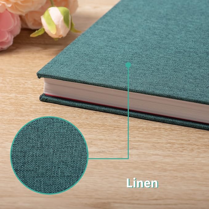 Large Photo Album Self Adhesive 4x6 10x12 Pictures Scrapbook Album 12.6"x11" Inch 60 Sticky Pages Magnetic Linen Cover Photo Album with A Metallic Pen and DIY Stickers(Dark Green) - Image 5