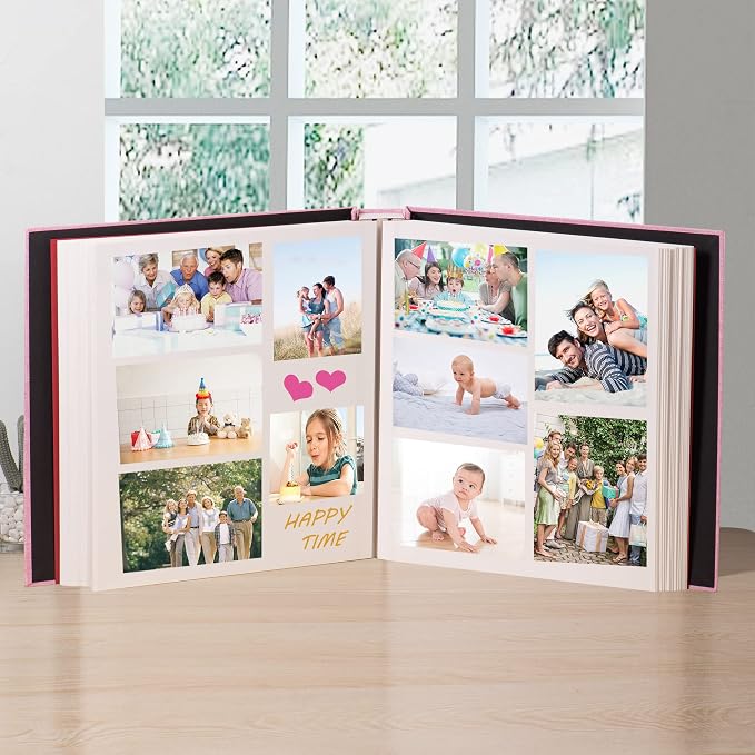 Super Large Photo Album Self Adhesive Scrapbook Album for 4×6 5×7 8×10 10×12 or Bigger Pictures DIY Magnetic Linen Cover Album 80Sheets/160Pages DIY Photo Album(Pink) - Image 4