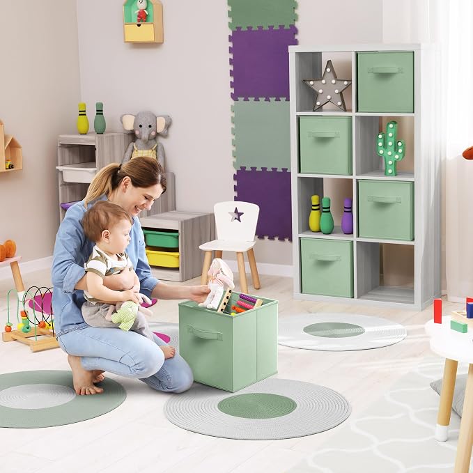 Sorbus 13 Inch Storage Bins - Sturdy Collapsible Fabric Storage Cubes with Handle - 6 Foldable Baskets for Organizing Clothes, Toys, Books - Storage Baskets for Shelves, Kids Room, Closets - Image 4