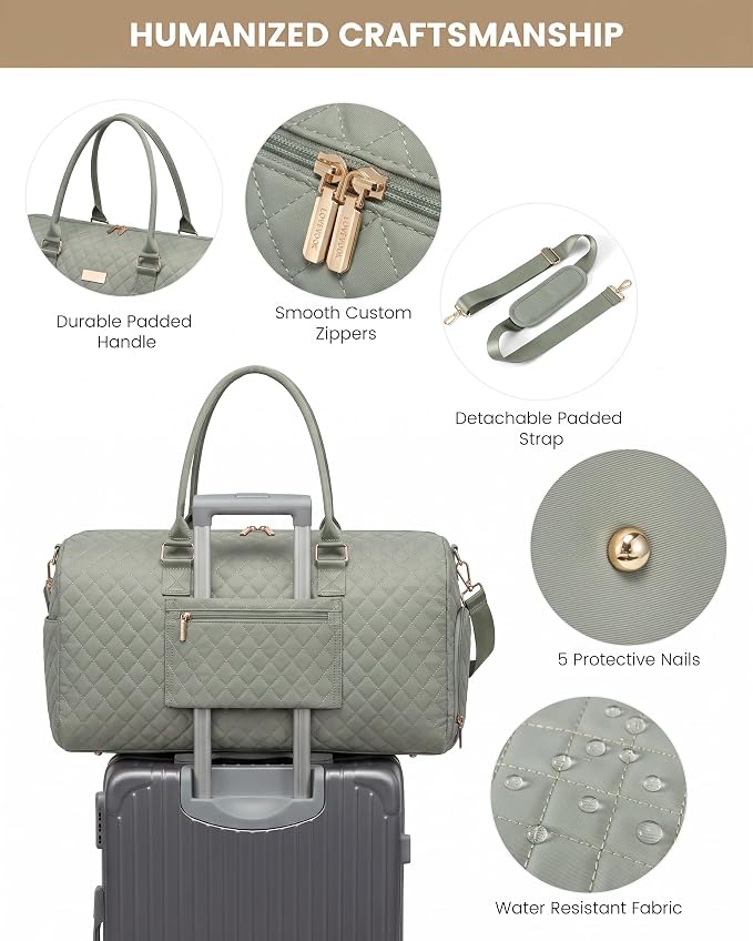 LOVEVOOK Travel Duffle Bag, Weekender Bag for Women with Toiletry Bag, Carry on Overnight Bag with Shoe Compartment, Gym Duffel Bag with Wet Pocket, Mommy Hospital Bags for Labor and Delivery - Image 5