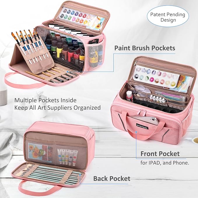 SFYBYHEART Acrylic Paint Storage, Craft Organizer, Art Supply Organizer, Art Tote Bags, Paints Brush Holder for Apple Barrel Acrylic Painting, Palette Board - Image 4