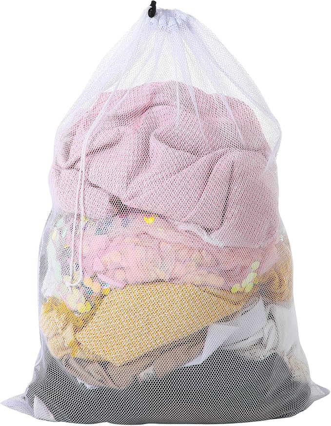 Berlune 1 Pc Large Mesh Laundry Bags | Oversized breathable mesh bags help sort and transport laundry for dorms, rentals, laundromats and facilities. by Berlune