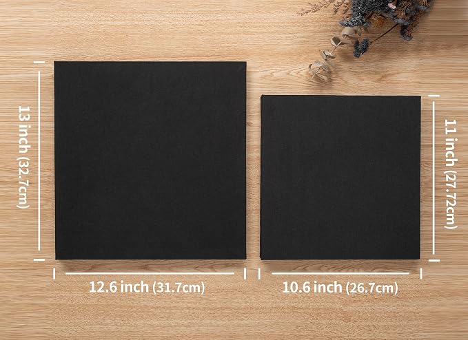 Large Photo Album Self Adhesive 4x6 8x10 10x12 13"x12.8" Magnetic Scrapbook Album 12.6"x11" Inch 60 Sticky Pages Linen Cover DIY Photo Album with A Metallic Pen and DIY Stickers(Black) - Image 5