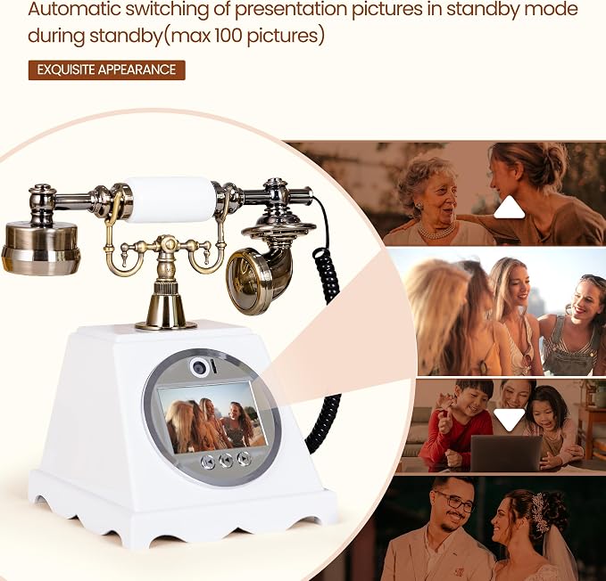 Video Audio Guest Book Wedding Phone,1080P HD Video Phone Guestbook, Preserve Your Special Occasions, Ideal for Wedding Bridal Shower, Birthday, Graduations, Baby Shower(Retro White) - Image 6