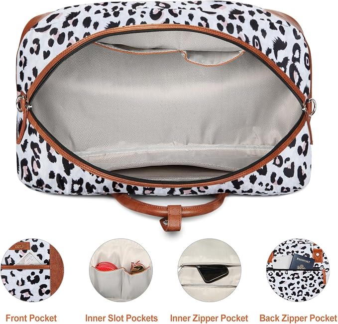 Weekender Bag for Women, Large Overnight Bag Canvas Travel Duffel Bag Carry On Tote with Shoe Compartment 21" 3Pcs Set - Image 5