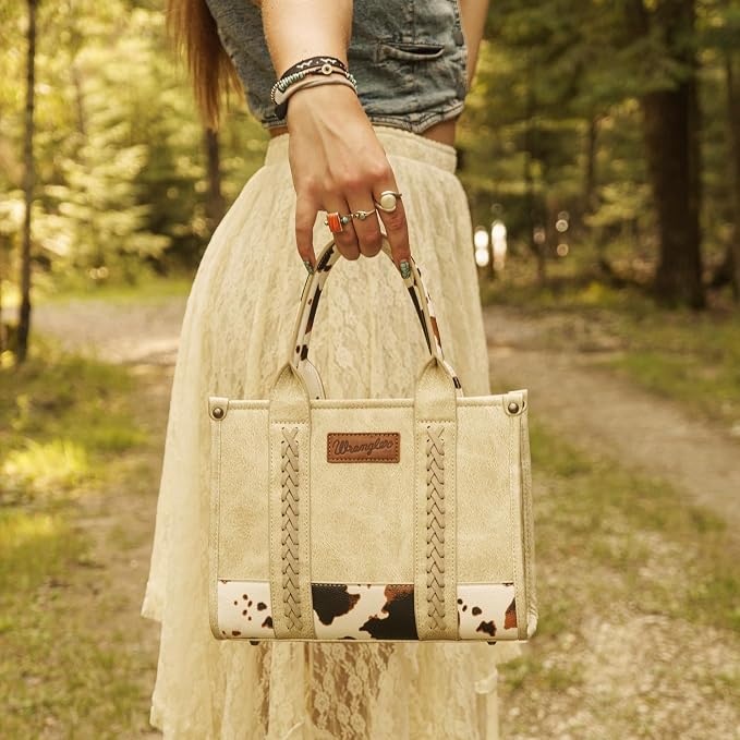 Montana West × Wrangler Tote Bag for Women Western Cow Print Purse Designer Top Handle Handbags - Image 2