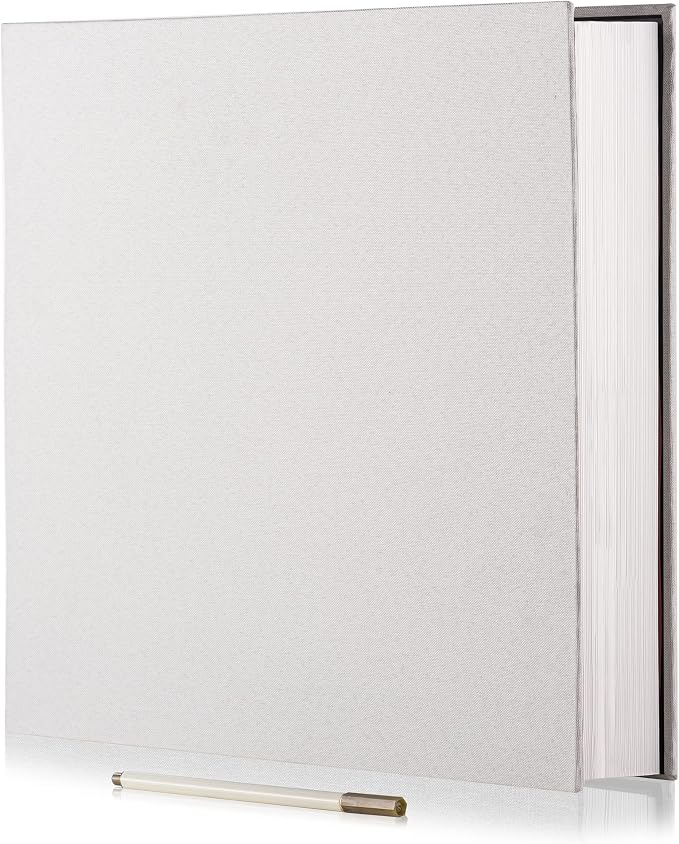 Large Photo Album Self Adhesive 4x6 8x10 10x12 13"x12.8" Magnetic Scrapbook Album 12.6"x11" Inch 40 Pages Linen Cover DIY Photo Album with A Metallic Pen and DIY Stickers(White) by HoneyTolly