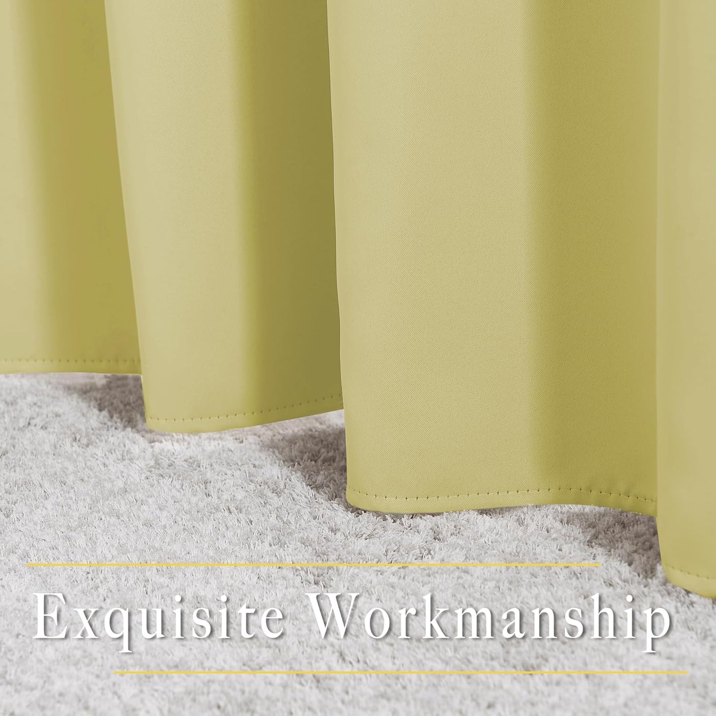 NICETOWN Room Darkening Curtains and Drapes for Kitchen - Thermal Insulated Solid Grommet Top Room Darkening Panels/Draperies for Kid's Room (Paler Yellow, 1 Pair, 66 x 54 Inch)