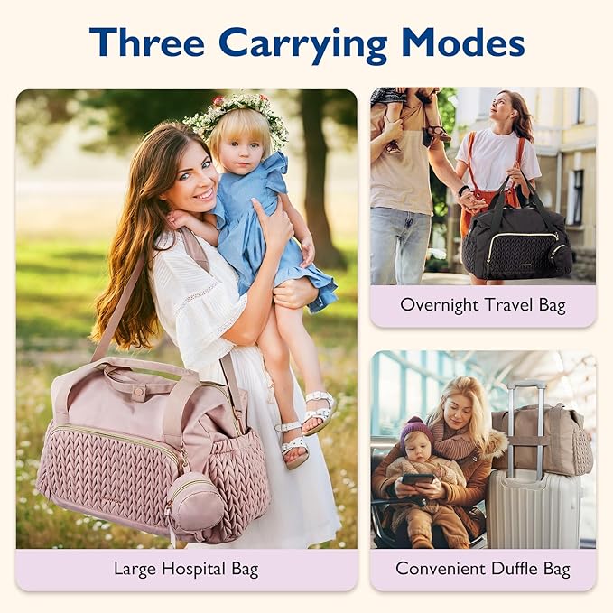 mommore Diaper Bag Tote Large Travel Baby Bag with Pacifier Case | Portable Changing Pad, Insulated Pocket & Stroller Strap, Baby Essentials Maternity Bag , Hospital Bag for Labor Delivery - Image 2