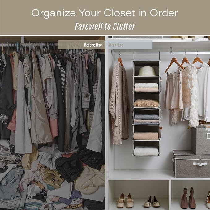 StorageWorks 6-Shelf Hanging Closet Organizers, 3-Pack Large Closet Organizers with Handles - Image 5
