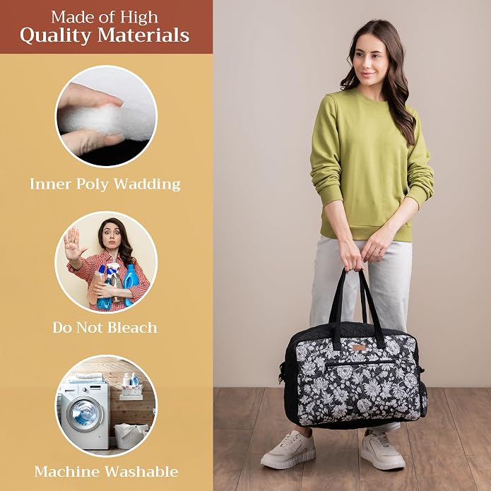 Maison d' Hermine Weekender Bags for Women Cotton Quilted Duffel Overnight Luggage Weekend Bag for Men Gym Gifts Travel | Overnight Luggage Weekend Bag for Men Gym Sports Gifts Duffle bag Business Travellers Trip Spring Summer - Image 3