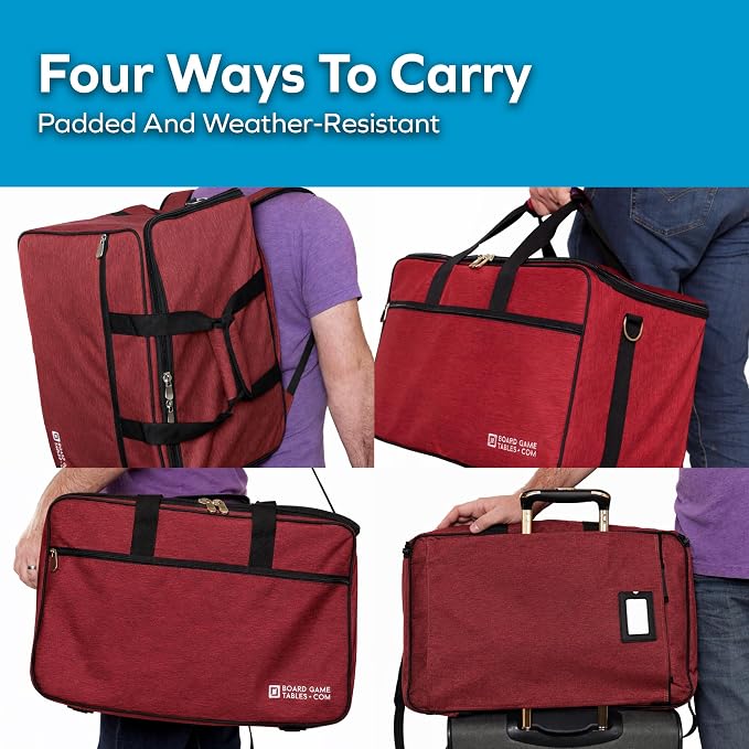 Board Game Bag, [Backpack/Shoulder Strap/Luggage Slip] | Padded Board Game Carrier (Ruby Red) - Image 3