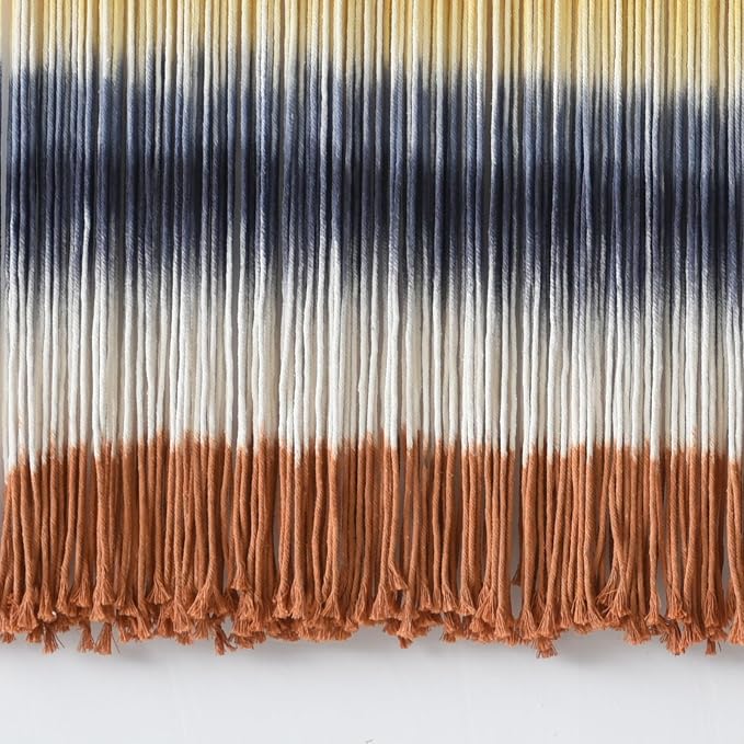Flber Macrame Wall Hanging Extra Large Dip Dye Boho Wall Decor 57" W*35" L | Extra Large Wall Hanging, Hand Dyed Fiber Art, Gradient Color Design, for Living Room, Boho Decor, Cozy Home Accent - Image 6