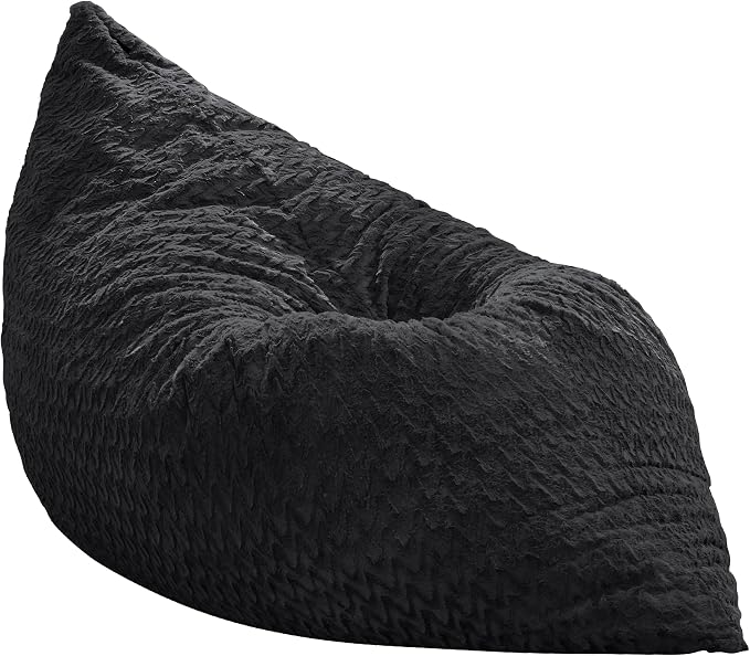 Hobestluk Adult Bean Bag Chair 3 in 1 Convertible Large Bean Bag Sofa | Chevron Plush Black,Machine Washable,Removable Cover,Easy Convert And Install, Floor Bed,For Livingroom Bedroom - Image 9