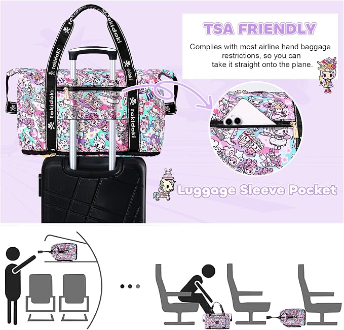 tokidoki Travel Duffle Bag, Weekender with Shoe Compartment Toiletry Bag | many compartments: laptop sleeve, wet-dry pocket, trolley sleeve. Includes toiletry bag. Carry-on. - Image 4
