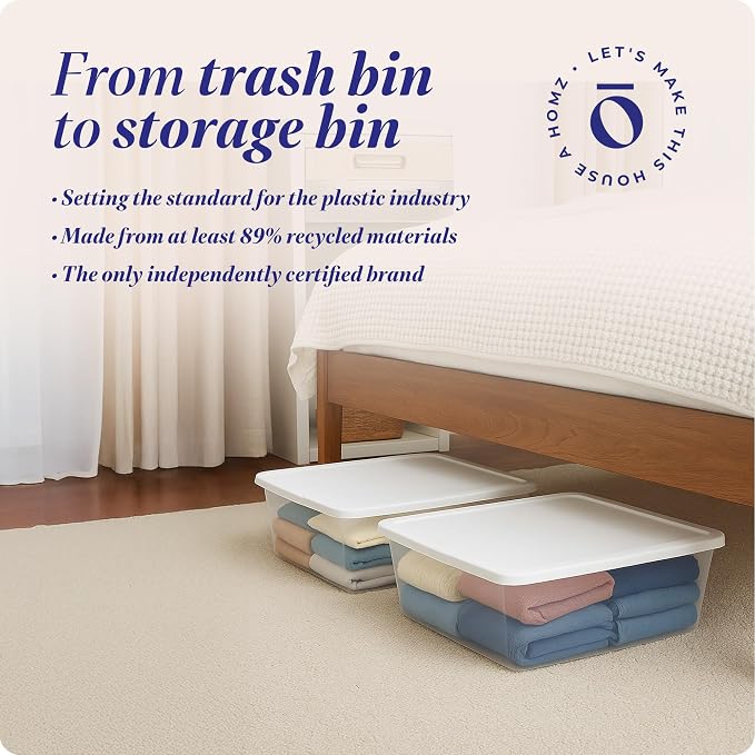 HOMZ 4-Pack Snaplock, Small Clear Plastic Storage Organizer Bins w/Lids, 12 Quart, White - Stackable Container Boxes for Bedroom, Bathroom, Garage, and Office Organization - Image 7