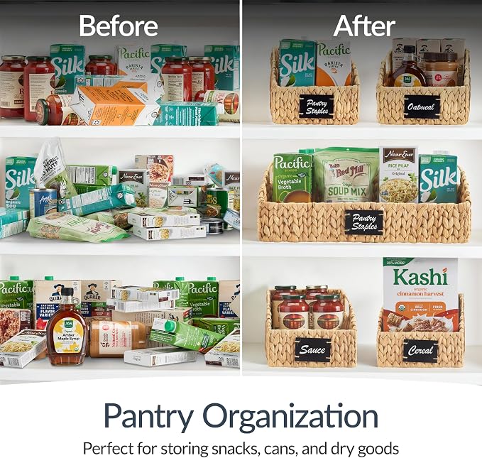 Best Choice Products Water Hyacinth Pantry Storage Baskets, Wicker Baskets w/Built-in Handles, Handwoven Shelf Baskets for Organizing, Pantry Organizers and Storage, 3-Pack - Natural - Image 7