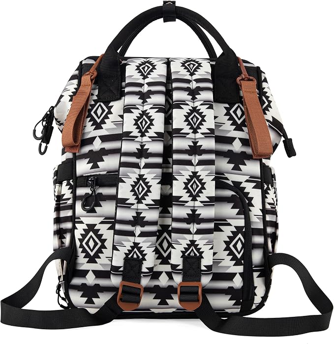 Wrangler Aztec Backpack Organized Daypack Travel Baby Bag with Stroller Strap and Side Bottle Pockets WG2204-9110BK - Image 5
