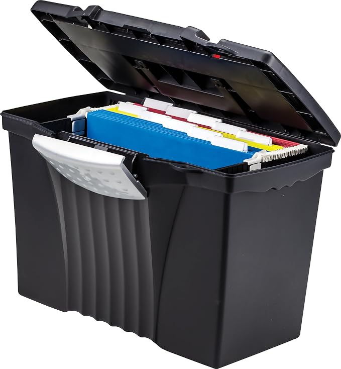 Storex Portable Letter/Legal Filebox with Organizer Lid, Letter/Legal Files, 14.5" X 10.5" X 12", Black - Image 11