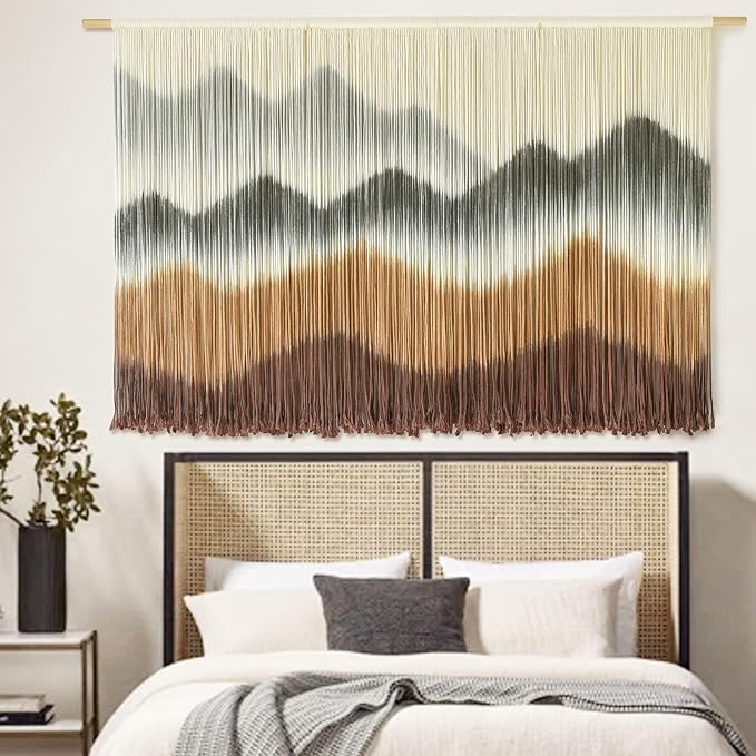 Macrame Wall Hanging Dip-Dyed Mountain Fiber Art Craftsmanship 57"W*35"L | For Bedroom Living Room Wall Art, Room Styling, Interior Decoration, Modern Home Style, Farmhouse Decor, Housewarming Gift - Image 4