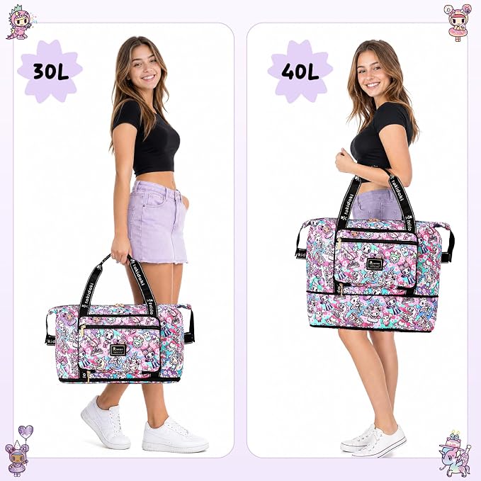 tokidoki Travel Duffle Bag, Weekender with Shoe Compartment Toiletry Bag | many compartments: laptop sleeve, wet-dry pocket, trolley sleeve. Includes toiletry bag. Carry-on. - Image 6