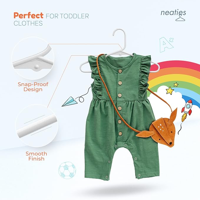 Plastic 12” Kids Hangers 50 Pack (60 Count) – Made in The USA – 5lb Capacity Baby & Toddler Clothes Hangers with Notches & Reinforced Edges – Fits Children’s Sizes Up to 8 – White - Image 4