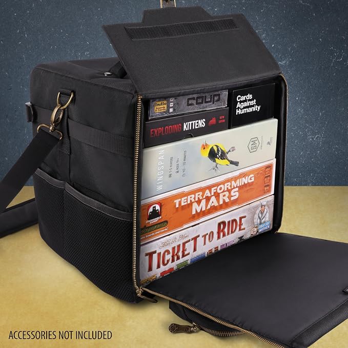 ENHANCE Board Game Shoulder Bag - Reinforced Board Game Storage with Padded Shoulder Strap and Accessories Pockets for Dice, Cards, More - Carrier Protects Tabletop Adventures - Image 4