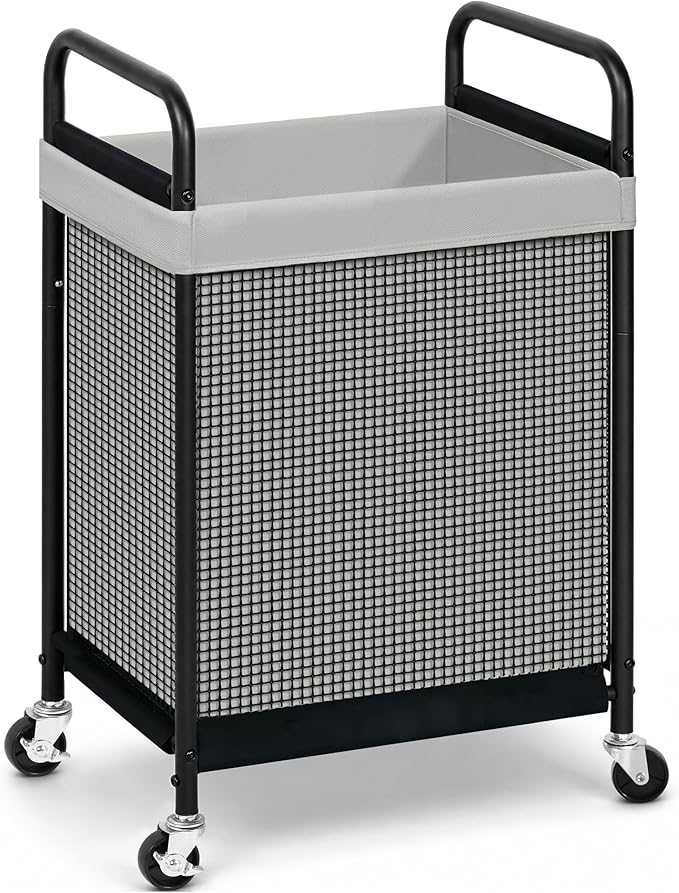 STORAGE MANIAC Rolling Laundry Hamper with Wheels 1-Section Laundry Sorter Rolling Laundrys Basket on Wheels with Removable Bag Clothes Hamper Laundrys Organizer Cart Bathroom Bedroom 90L Grey by STORAGEMANIAC