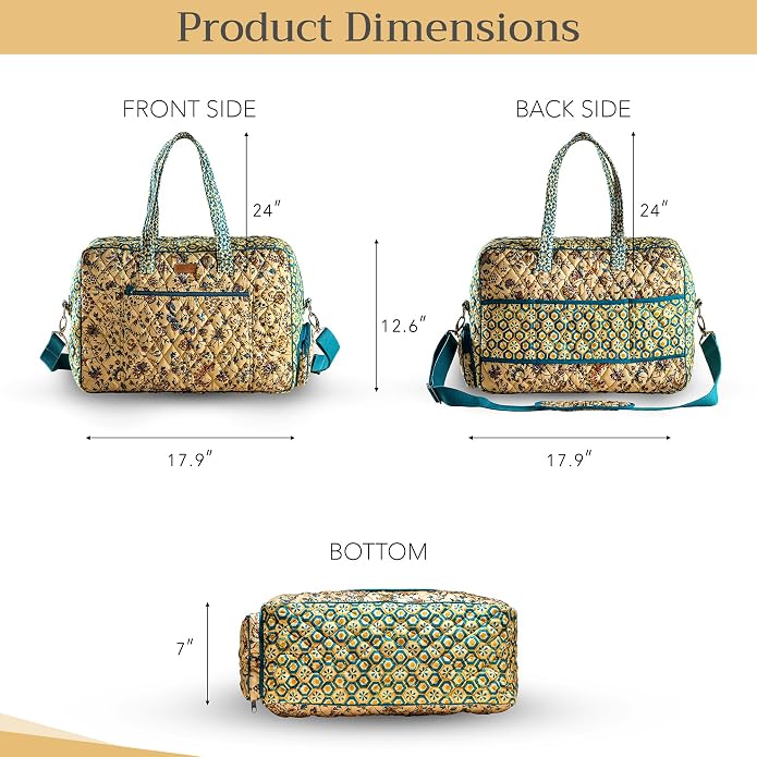 Maison d' Hermine Weekender Bags for Women Cotton Quilted Duffel Overnight Luggage Weekend Bag for Men Gym Gifts Travel | Overnight Luggage Weekend Bag for Men Gym Sports Gifts Duffle bag Business Travellers Trip Spring Summer - Image 6