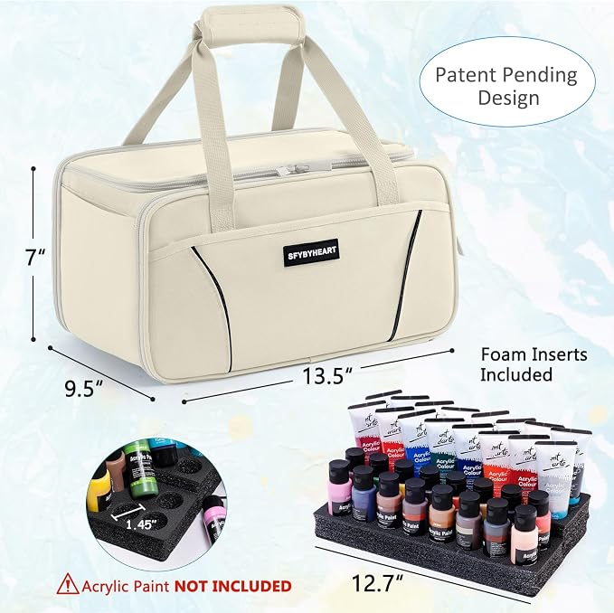 SFYBYHEART Acrylic Paint Storage, Craft Organizer, Art Supply Organizer, Art Tote Bags, Paints Brush Holder for Apple Barrel Acrylic Painting, Palette Board - Image 2