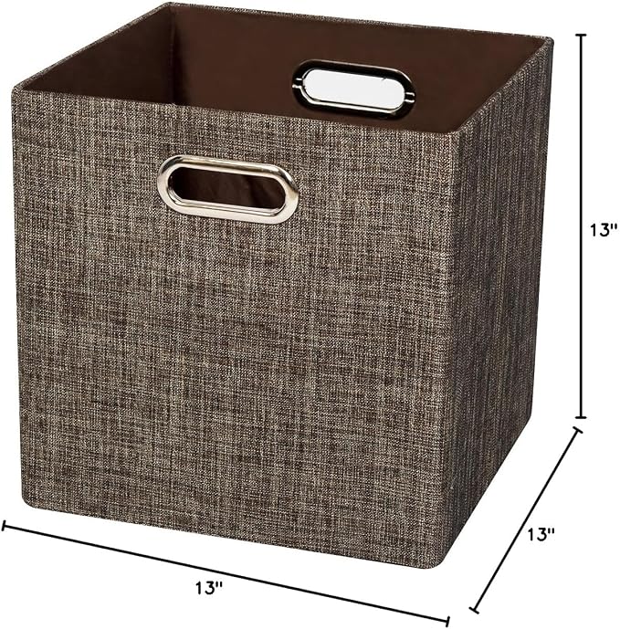 Posprica Storage Bins Cube Containers Boxes,Thick and Heavy Duty Fabric Drawers, 11×11 inch- Set of 4,Brown - Image 10