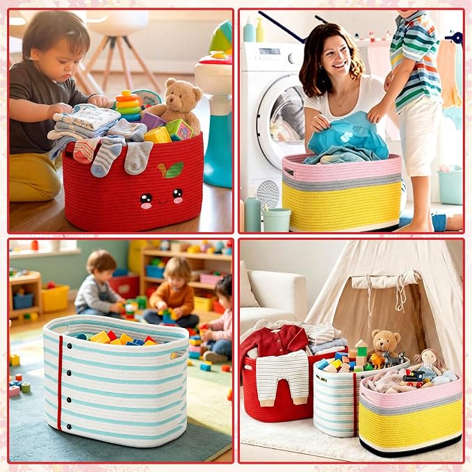 FoldTier 3 Pack Back to School Storage Bins Cute Large Teacher Woven Baskets Storage Return to School Treasure Box for Kid Daycare Elementary Preschool Book Closet Shelf Nursery Decor 15 x 9 x 10 Inch - Image 5