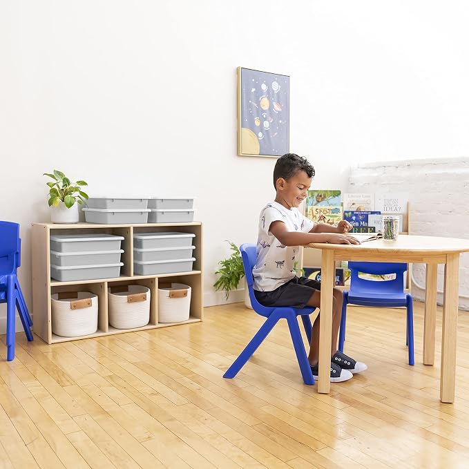 ECR4Kids Letter Size Plastic Tray Organizer with Lids, Small, Storage Bins, Light Grey, 10-Piece | Durable plastic, GREENGUARD Gold Certified, 2 gallon capacity, stackable/nestable, easy-lift lids, classroom & home use - Image 10