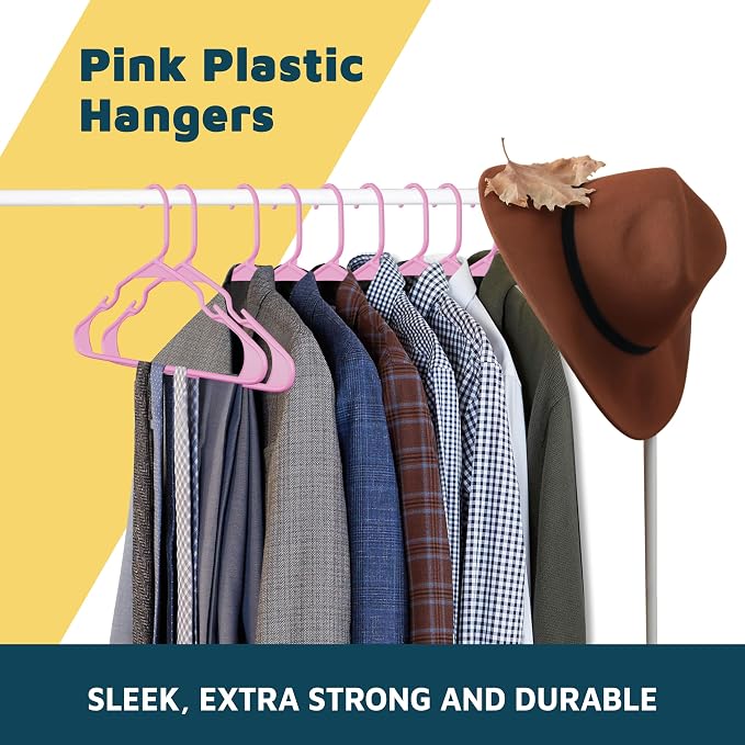 Lifemaster Plastic Clothes Hangers – Heavy Duty Hanger Set, for Organizing Clothes, Dresses, and Coat, Holds Up to 5 lbs, Space-Saving Hangers with Non-Slip Shoulder Grooves, Pack of 30, Pink - Image 9