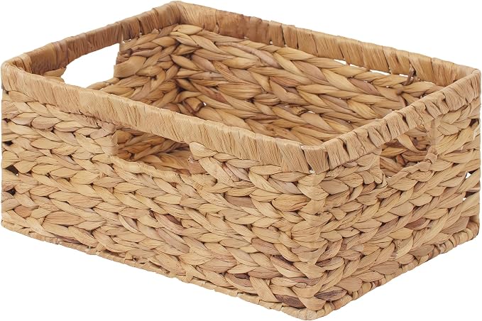 StorageWorks Large Wicker Baskets for Storage,Woven Basket for Gifts,1-Pack | Water Hyacinth Rectangular Wicker Basket, Wicker Storage Baskets for Shelves, Woven Baskets for Storage, Blanket Basket by StorageWorks