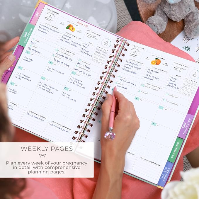 Clever Fox Pregnancy Journal, Expecting First Time Mom Planner Mint Cream | SonoFrame edition, Organized pregnancy & baby diary with weekly countdown calendars & checklists, memory book 9 x 10.5 in - Image 6