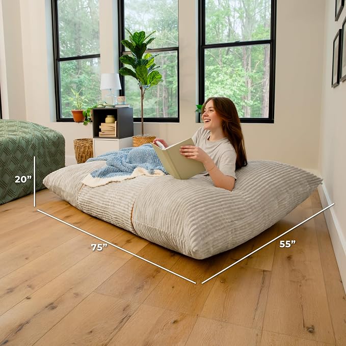Big Joe Turnabout 3-in-1 Convertible Bean Bag Chair, Vanilla Latte - Image 2