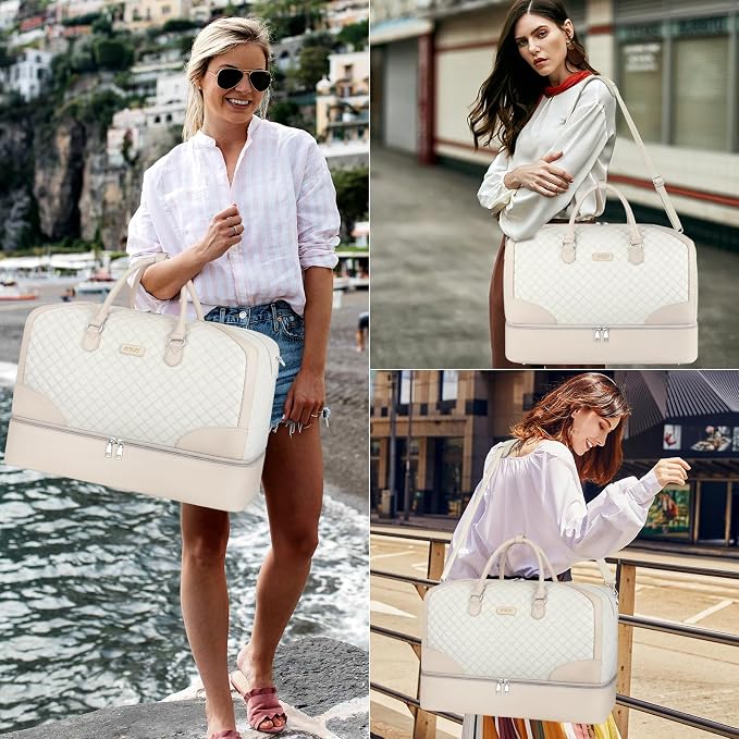 ITIEZY Weekender Bag for Women 21.5" Travel Duffel Large Carry On Bag 3PCS | Nylon Duffel Bag with Waterproof Shoe Compartment, Crossbody Bag and Toiletry Bag, Travel Weekend Hospital Overnight Gym Bag - Image 3