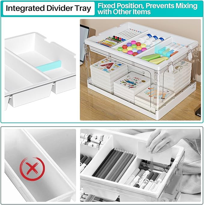 24QT 2Packs Clear Craft Organizers and Storage with Trays | Art Supply Organizer and Storage, Craft Storage Box with Lid for Beads, Markers, Coloring Books, Sewing, Playdoh and Tools - Image 6