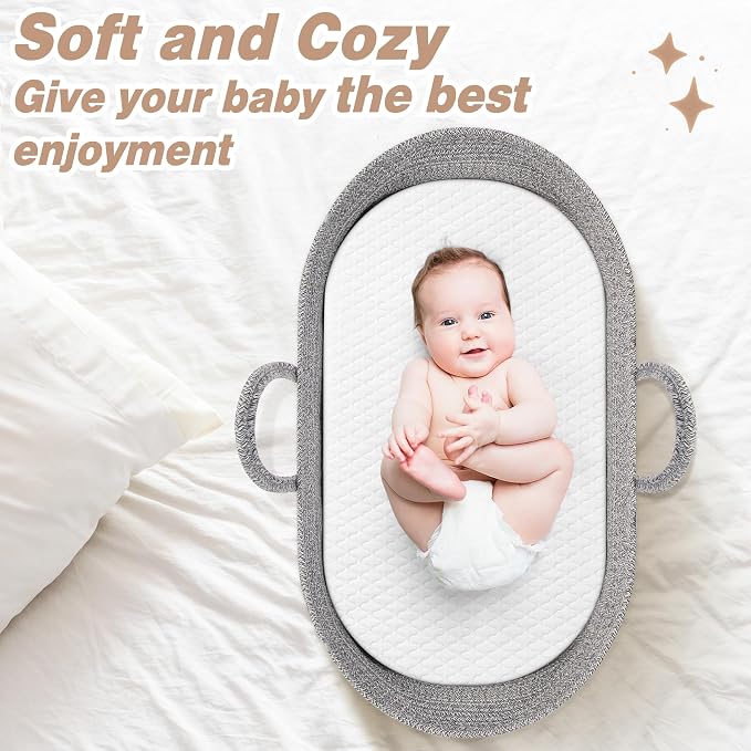 Pro Goleem Baby Diaper Changing Basket, Portable Easy to Clean Moses Basket for Newborn Babies with 1 Foam Pad 2 Waterproof Pad Covers and 1 Diaper Caddy Organizer - Image 7
