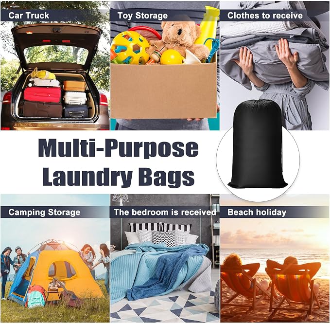 Sanwuta 80 Pcs Large Laundry Bags Bulk,Black | 38" x 24" Travel Laundry Bags for Clothe, Washable Heavy Duty Bag, Camping College Apartment - Image 6