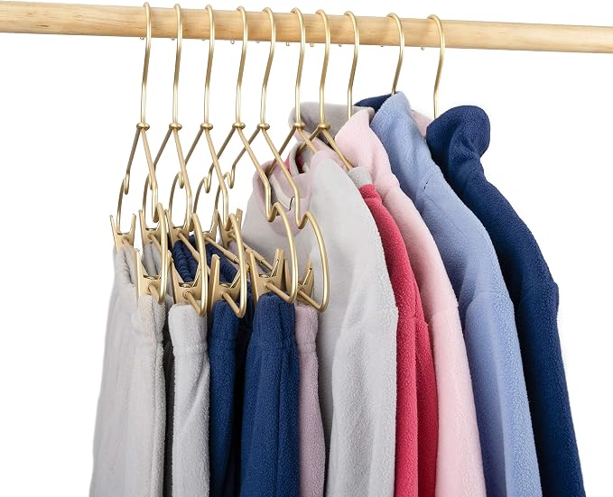 Gold Metal 12.6" Baby Clothes Clips Hanger, 30 Pack Children Kids Coat Hanger Display and Storage,Heavy Duty Standard Metal Hangers with Non-Slip Design,Space Saving Organizer - Image 3