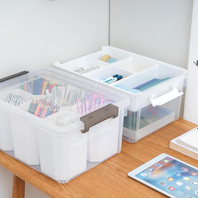 Citylife 17 QT Plastic Storage Bins Clear Storage Box with Lids Multipurpose Stackable Storage Containers for Organizing Tool, Craft, Crayon, 2 Packs - Image 4