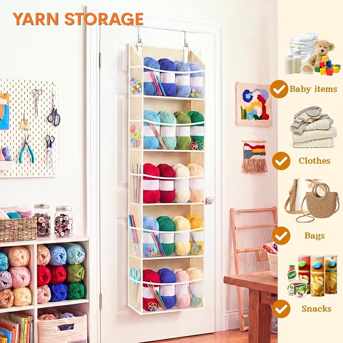 5Tiers Over Door Organizer, Weekly Clothes Organizer for Kids | 5 clear PVC front pockets, 10 mesh side pockets, weekly outfit planner, for kids, dorm, entryway, RV, 50 lbs capacity - Image 6