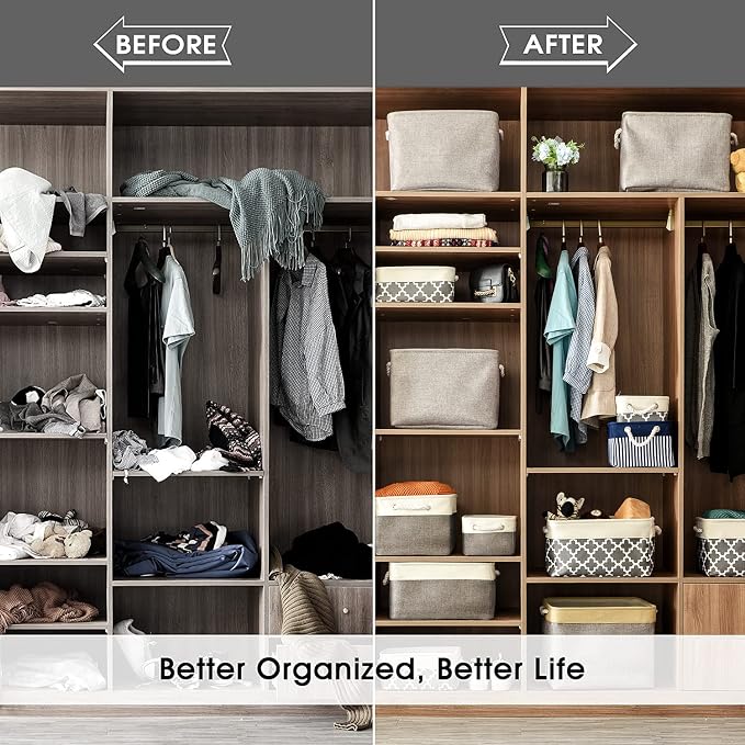 Storage Bins - 3PCS Fabric Storage Baskets for Organizing Shelves | Large Basket Closet Organizer for Home Shelf Dog Laundry Organization | Collapsible Storage Cubes W/Handles - Image 6