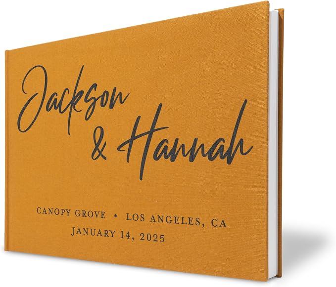 Personalized Wedding Guest Book w/Names, Date, and Address, Custom Hardcover Guest Book for Wedding Reception, Blank Pages for Signing - Terracotta by Follow