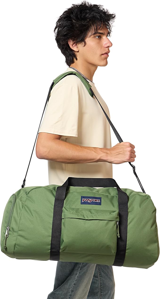 JanSport Weekender Large Duffel - Travel or Gym Bag, Durable Weekender with Front Utility Pocket & Side Grab Handles - Cargo Green - Image 4